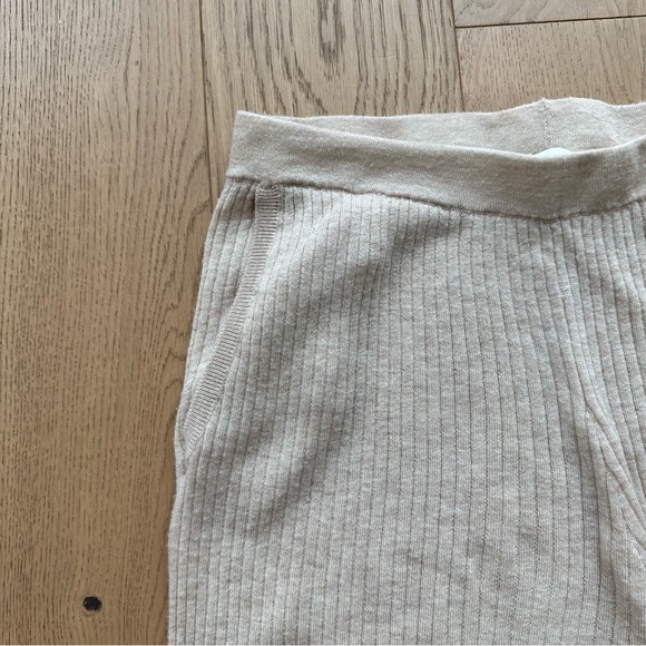 SKIN Melinda Ribbed Wool-blend Wide-leg Trousers in Beige - Picture 2 of 14